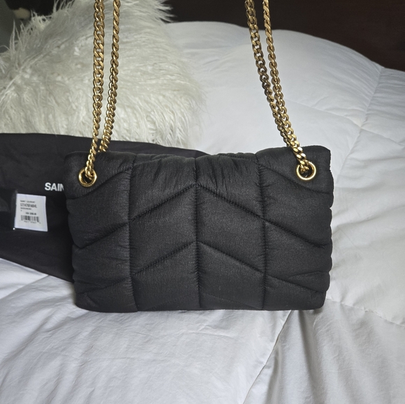 Saint Laurent Black Quilted Nylon Small Loulou Puffer Chain Bag NWT - Picture 3 of 14
